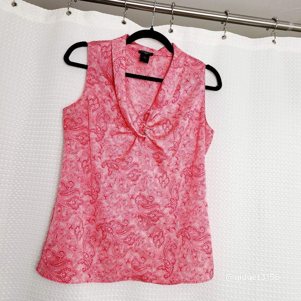 EUC  ANN TAYLOR SPRING PINK PAISLEY SLEEVELESS BLOUSE - SIZE 6 PETITE